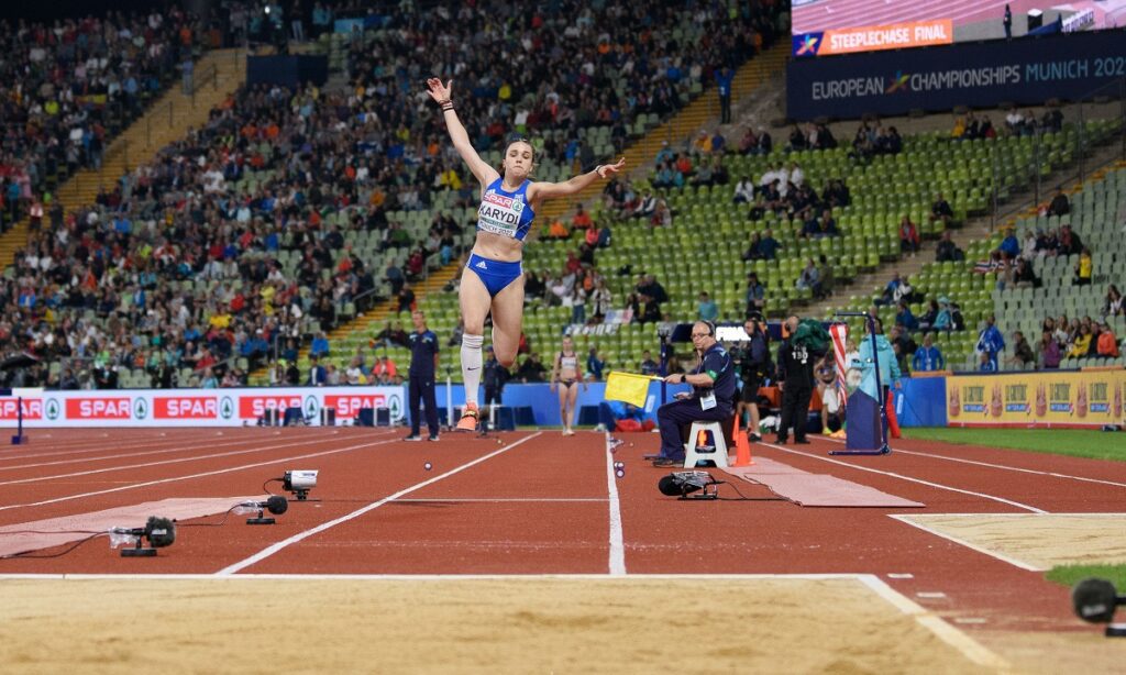 Η Σπυριδούλα Καρύδη κατέλαβε την ένατη θέση στον τελικό του τριπλούν στο Ευρωπαϊκό Πρωτάθλημα στο Μόναχο με καλύτερο άλμα στα 13,54 μέτρα.
